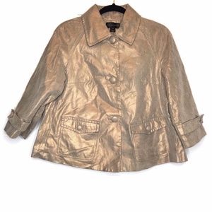 Bagatelle Womens Gold Shimmer Leather Jacket Short